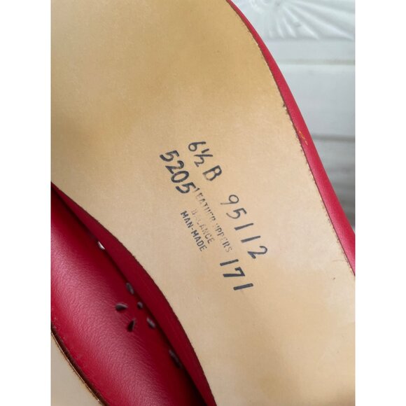 Vintage 1990s NIB Beacon Bees Red Leather Cutout Flats Size 6.5 M - Picture 9 of 10